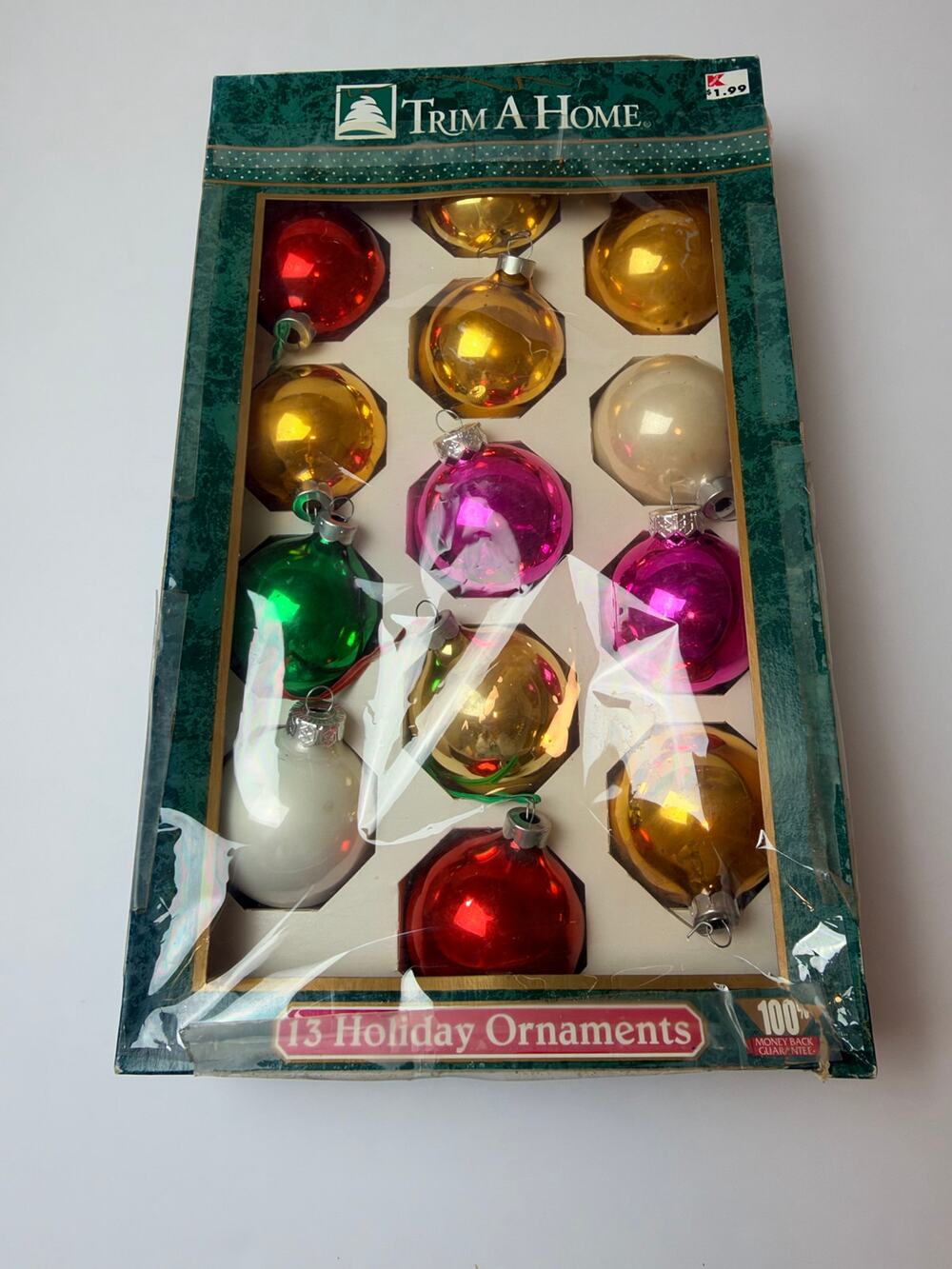 Vintage Trim-A-Home Glass Christmas Ornaments Set of 13 – Multicolor